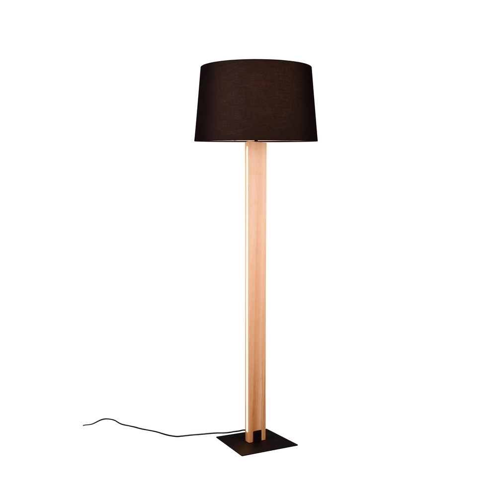 Lampadaire Rahul Design noir avec bois