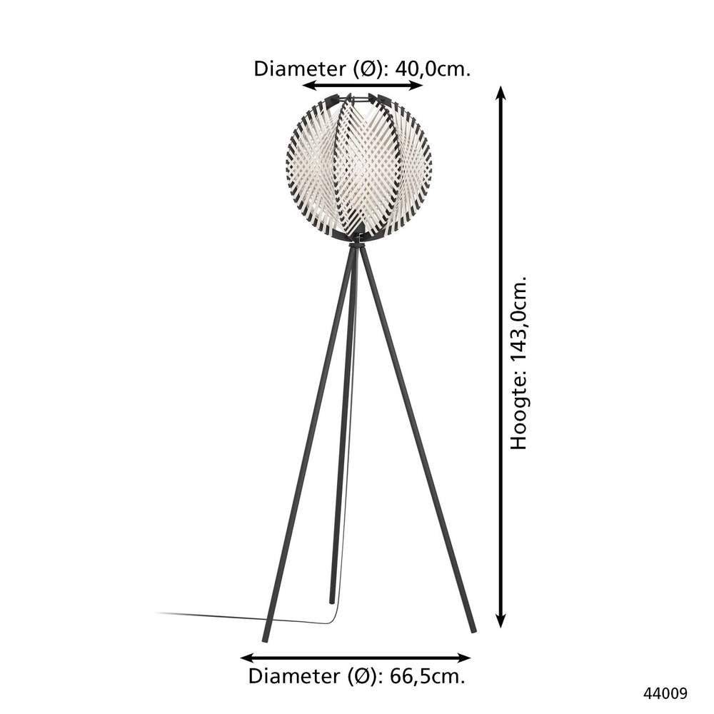 Lampe de pied Waverton noir avec textile crème Eglo 9002759440091