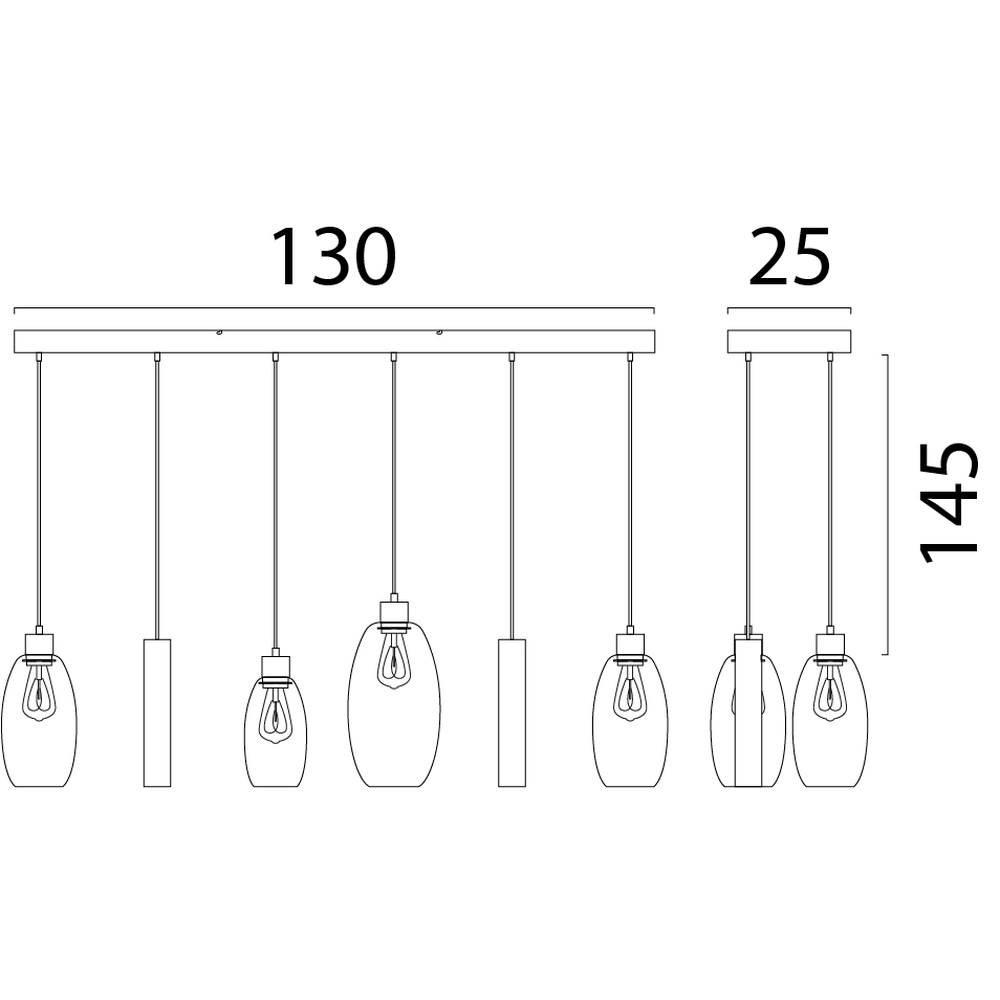 Lampe suspendue en verre Olive 4x verre - 2x Run - sable Masterlight 8718121396873