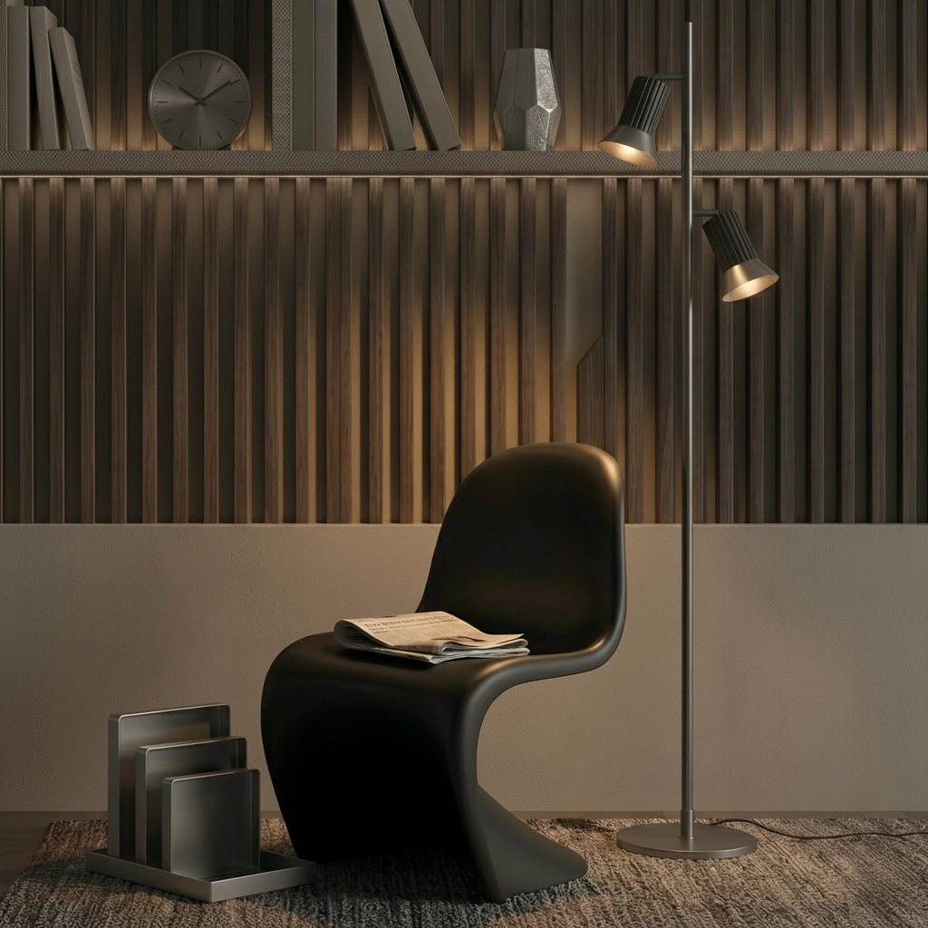 Lampadaire design Luvia noir avec bronze