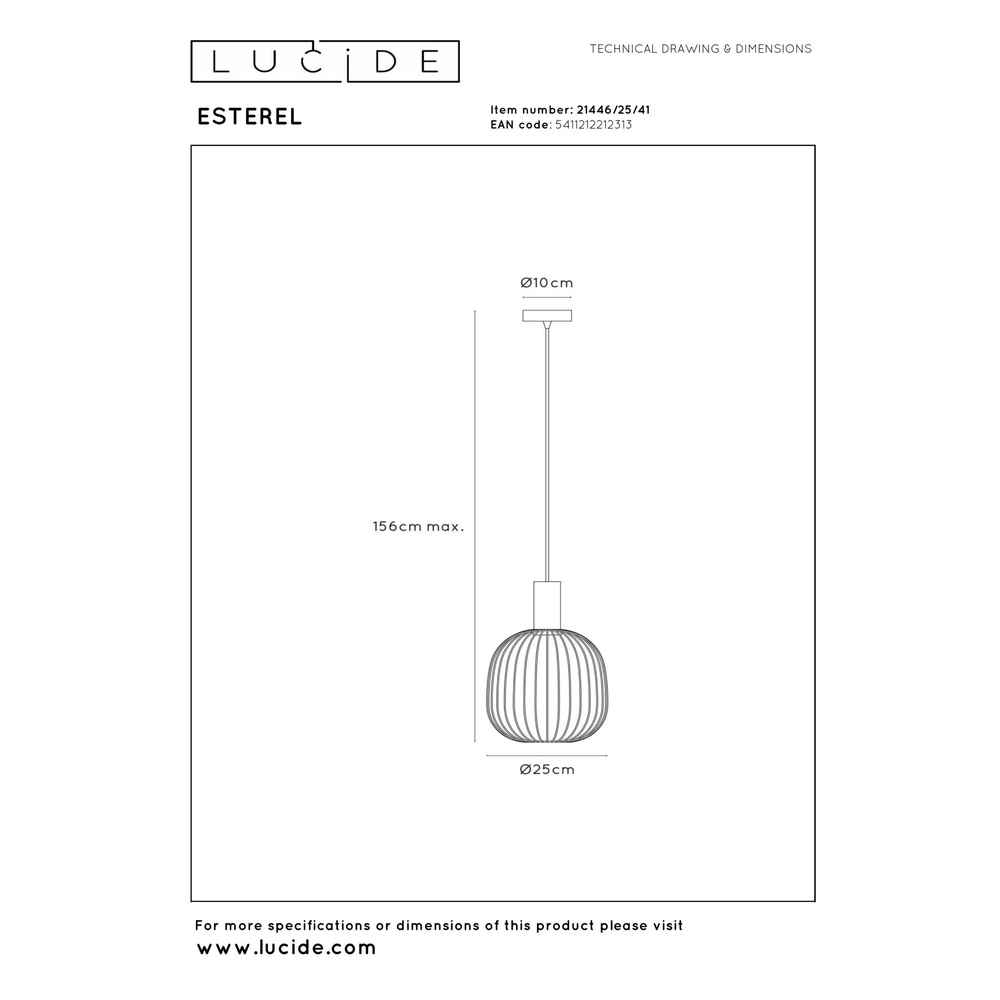 Lampe pendante Ø 25cm Esterel mini GU10 marron sable Lucide 5411212212313