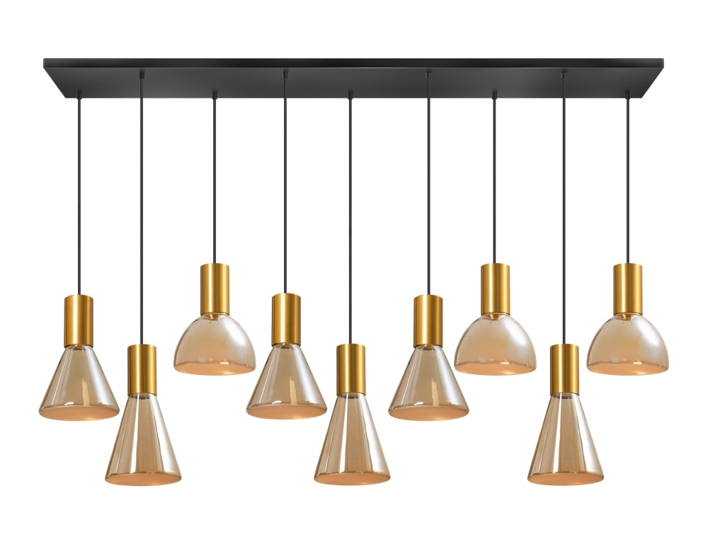 Lampe de table à manger à 9 lumières Lisa Or avec verre ambré