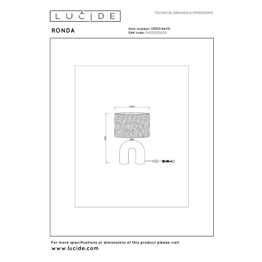 Lampe de table Ronda Blanc Lucide 5411212135025