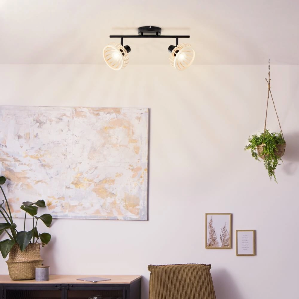 Plafonnier en bois Norah 2 lumières Brilliant 4004353409523