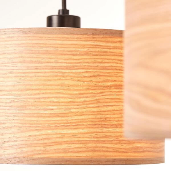 Lampe suspendue Romm 3 lumières noir avec bois marron Brilliant 4004353394812