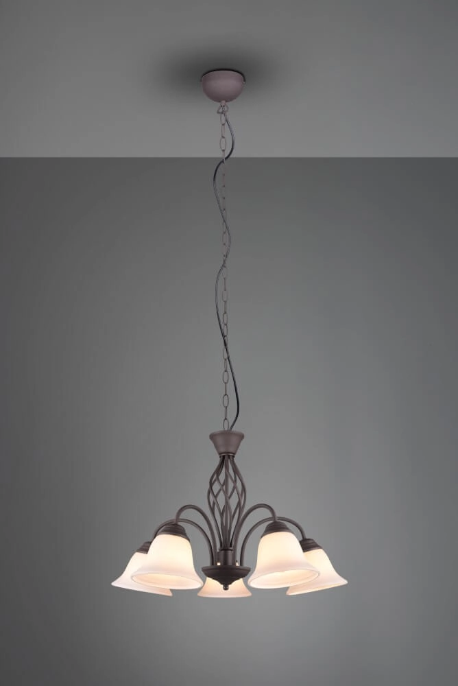Lustre Rustica 60cm 5 lumières marron rouille Trio 4017807504682
