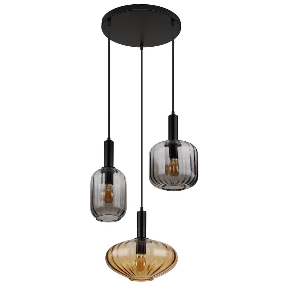 Suspension Valletta avec verre coloré 3 lumières Globo 9007371455867