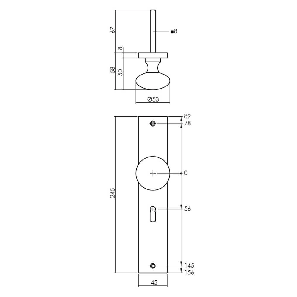 Bouclier de bouton Kurano Trou de serrure 56mm anthracite Intersteel 8714186559796
