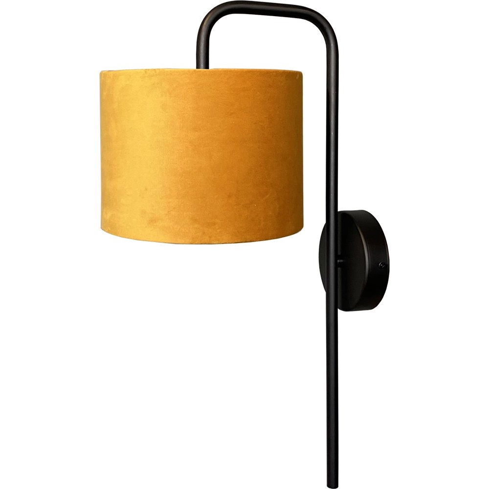 Applique noire Venus avec abat-jour jaune ocre Applique noire Venus avec abat-jour jaune ocre