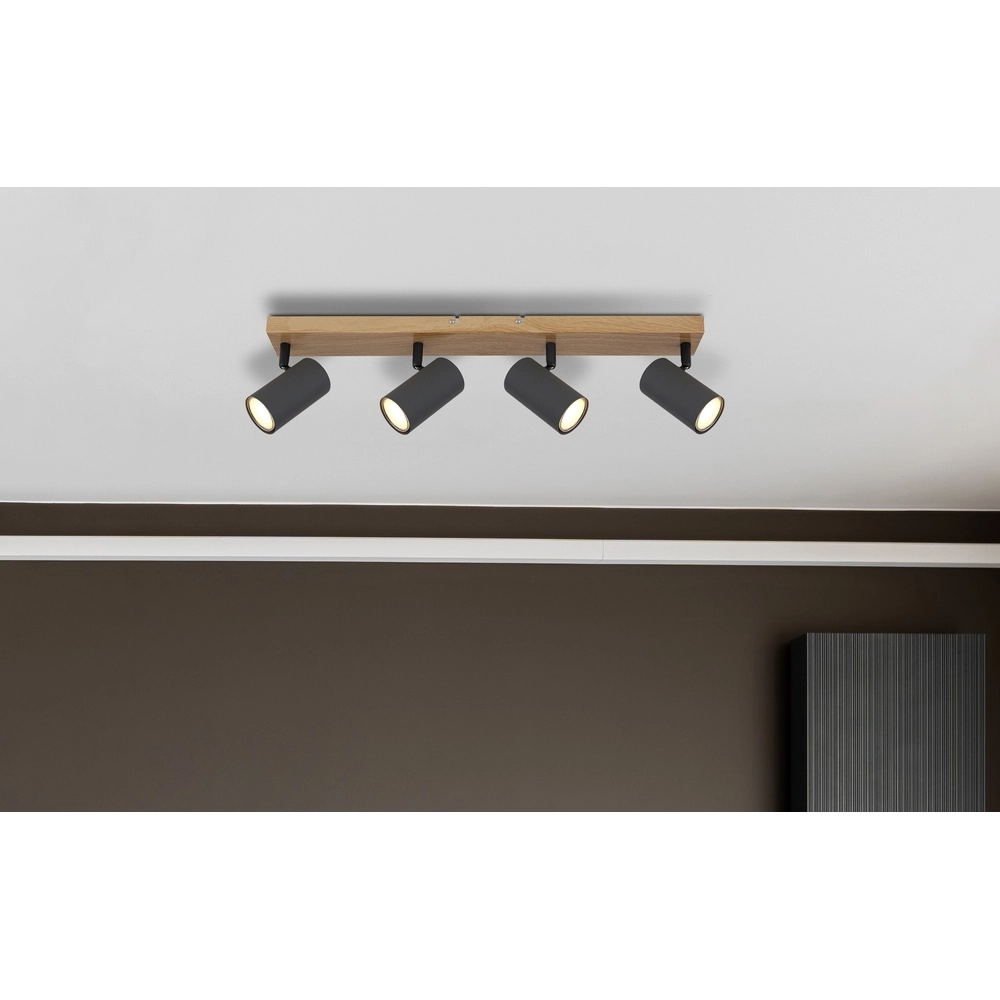 Lampe de plafond à 4 lumières Robby bois Globo 9007371439539