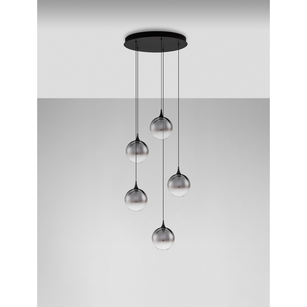 Suspension Orenda Verre fumé rond à 5 lumières Lyora 5212017477644