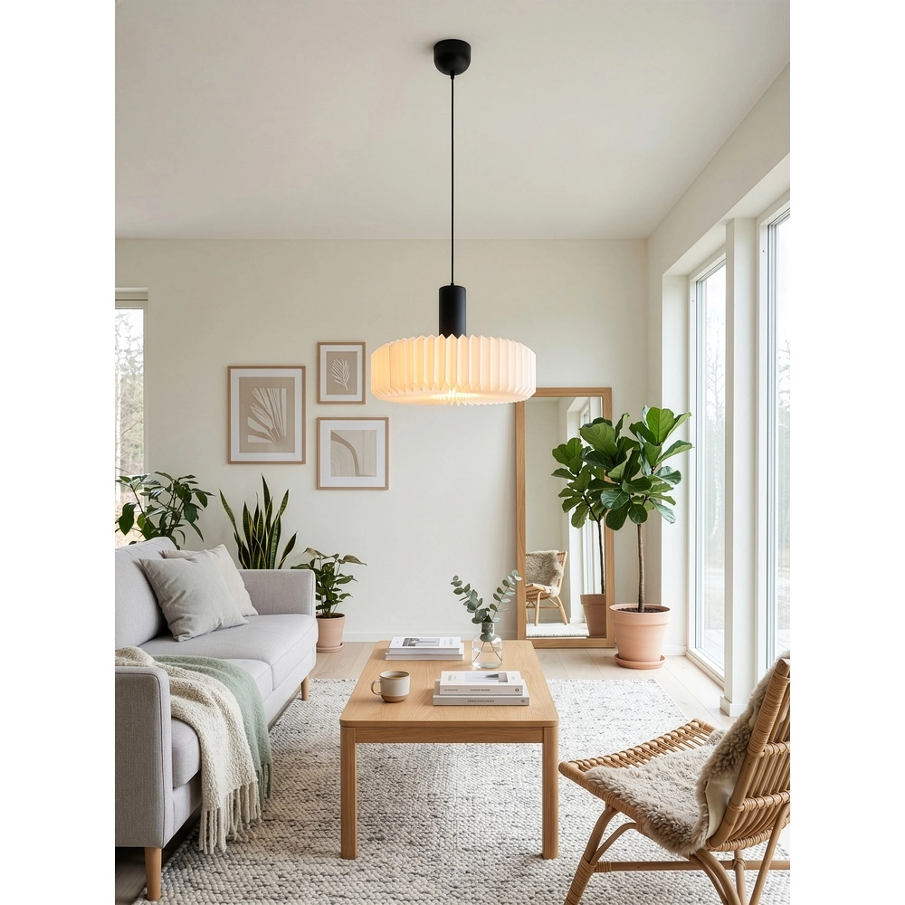 Lampe pendante moderne Lamora noir et blanc Trio 4017807702323