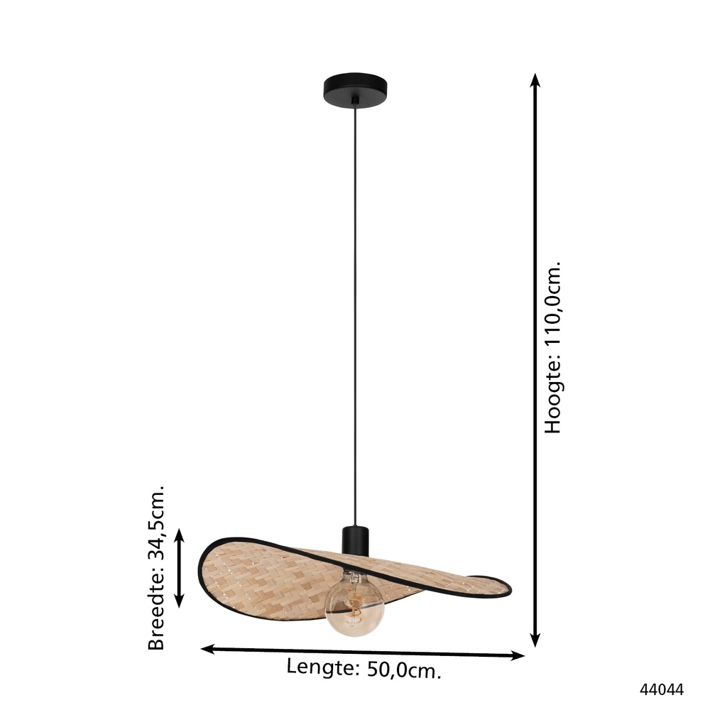 Lampe de plafond en rotin Marywell 50x34cm - E27 Eglo 9002759440442