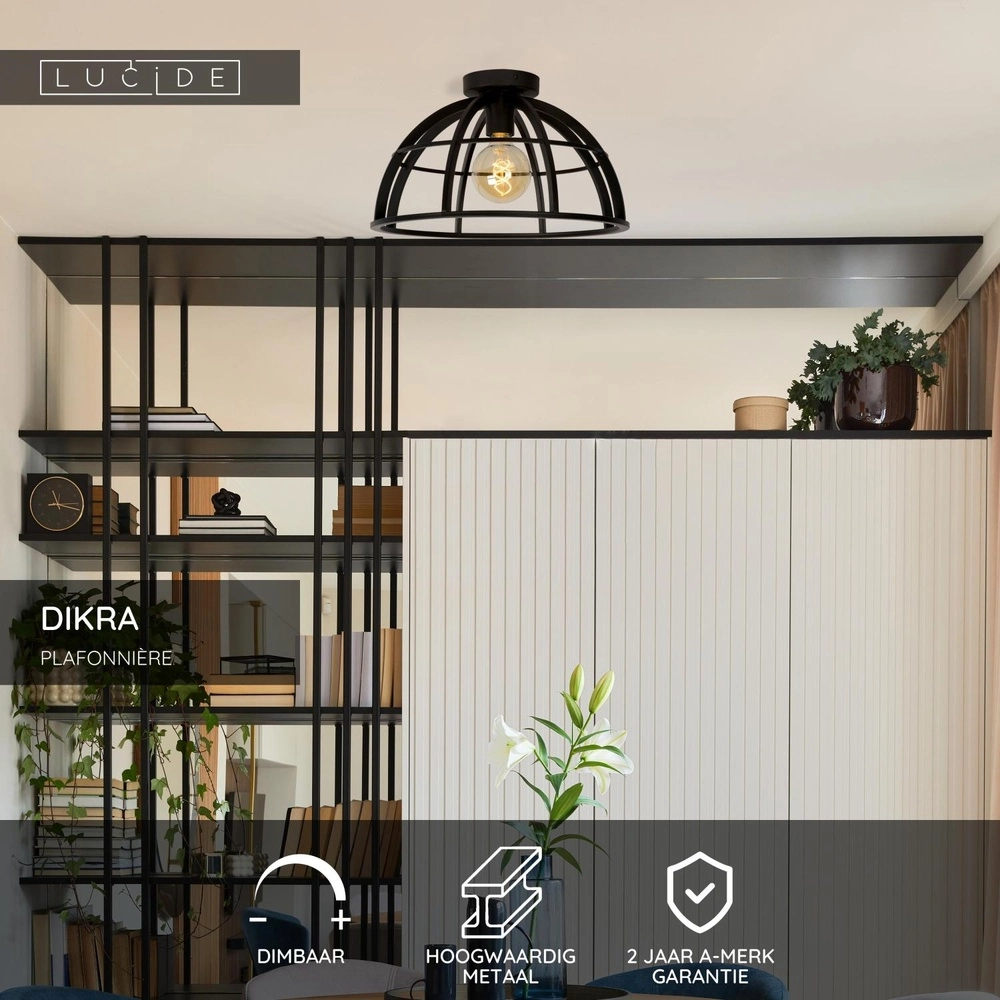 Lampe de plafond Dikra Industrial Black Lucide 5411212761033
