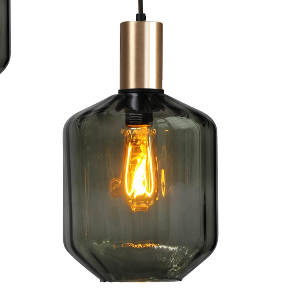 Suspension loft 3 lumières - or - Porto avec verres verts Jagger Masterlight 8718121270845