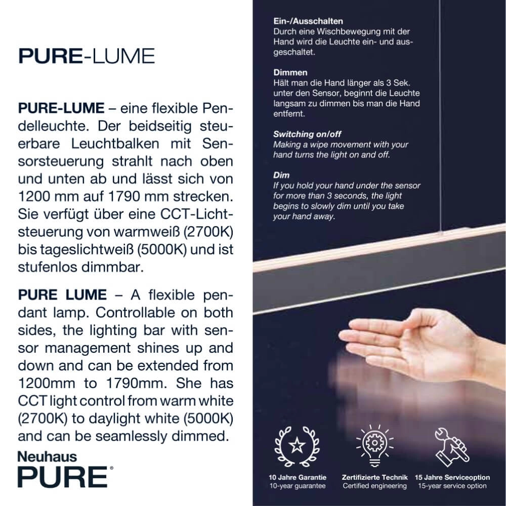 Lampe suspendue élégante Pure Lume aluminium Paul Neuhaus 4012248352212