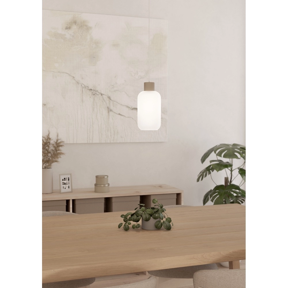 Lampe pendante de conception Dasmina brun sable avec blanc Ø 13 cm Eglo 9008606406296