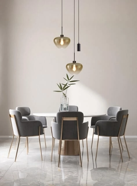 Suspension 3 lumières Genua noir avec 2x verre doré Ø 29cm et 1 pendentif Masterlight 8718121357126