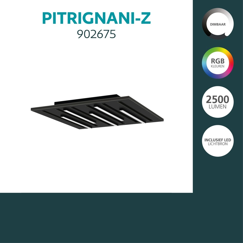 Éclairage de plafond intelligent Pitrignani-Z Carré 38 x 38 cm Noir Eglo 9008606390526
