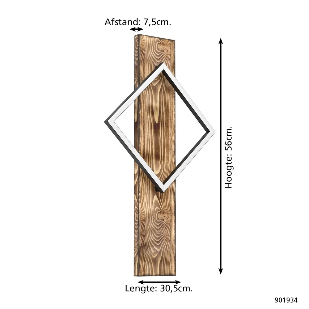 Applique murale design Boyal noir avec bois foncé Eglo 9008606351947