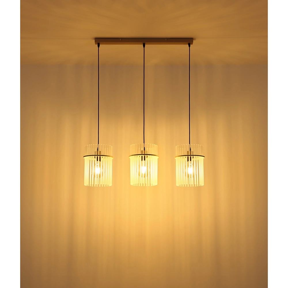 Suspension 3 lumières Gorley brun sable avec verre Globo 9007371566716
