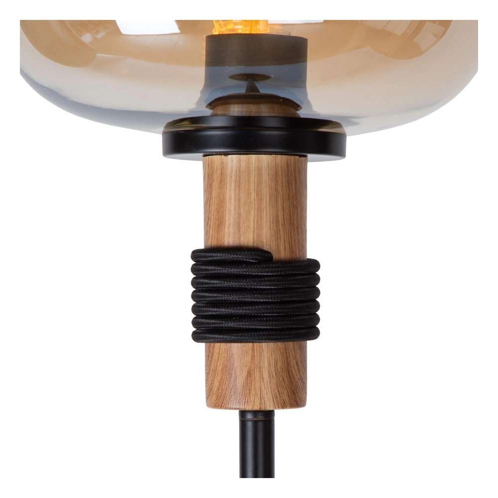 Lampe de pied Ilona noir avec verre ambré Lucide 5411212452702