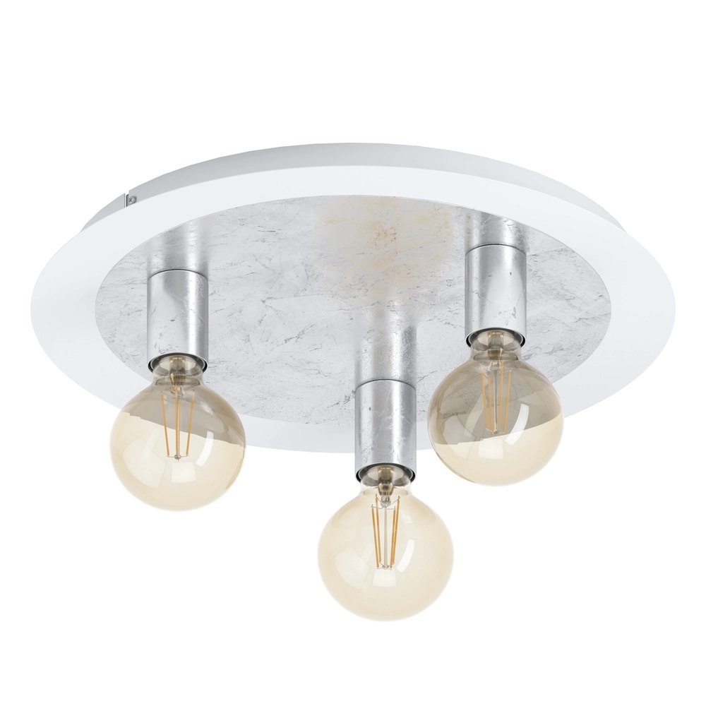 Lampe de plafond unique Passano Trois feux blancs et argentés Eglo 9002759974954