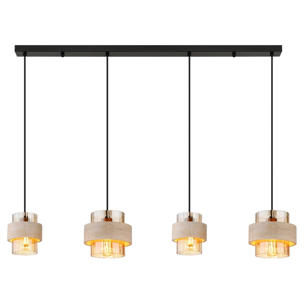 Lampe suspendue à 4 lumières Daren noir avec marbre Globo 9007371592654