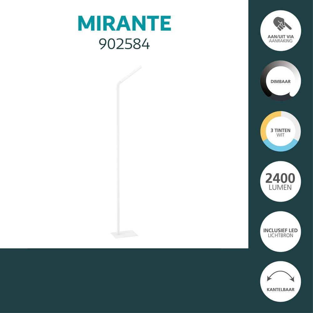Lampadaire de conception Mirante Blanc Eglo 9008606392391