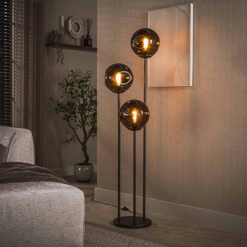 Lampe de pied en verre Stellar 3-lumière - verre fumé