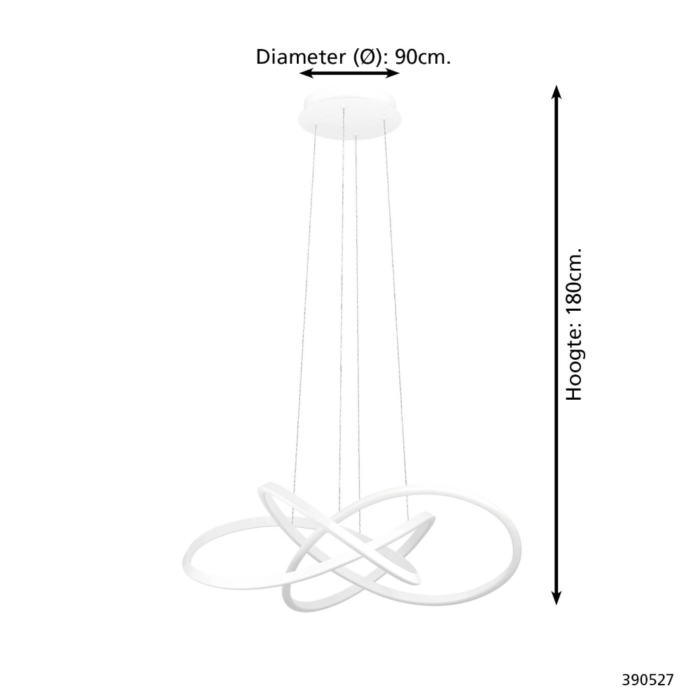 Design pendant lamp Riaza white Ø 90cm height adjustable Stars of Light 9008606357703