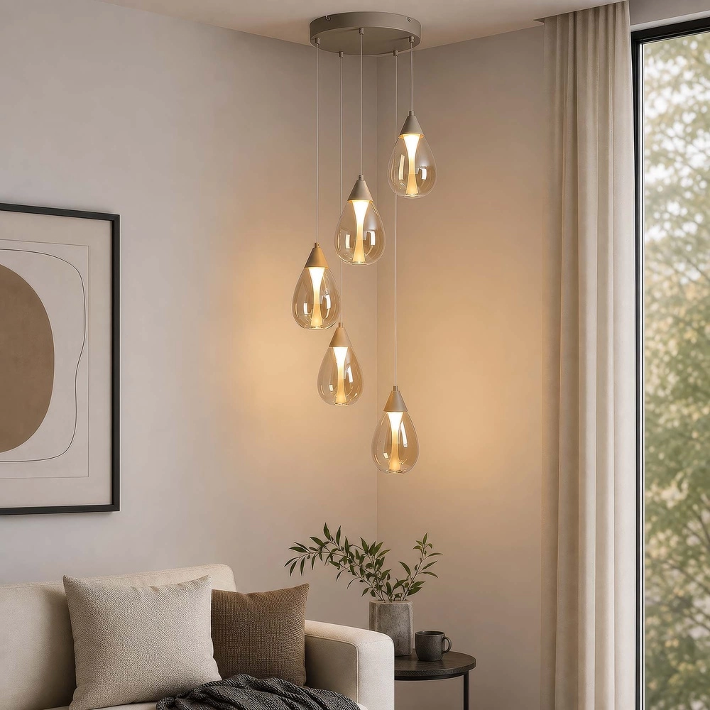 Lampe pendante de conception Pear Brun sable 5 clair Searchlight 5,05342E+12