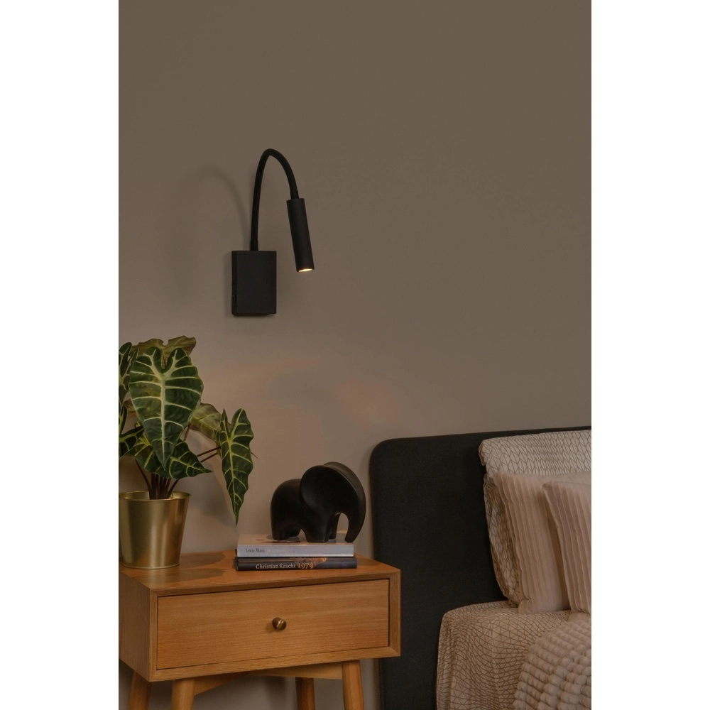 Lampe de chevet Alec noir avec port USB Lucide 5411212031952