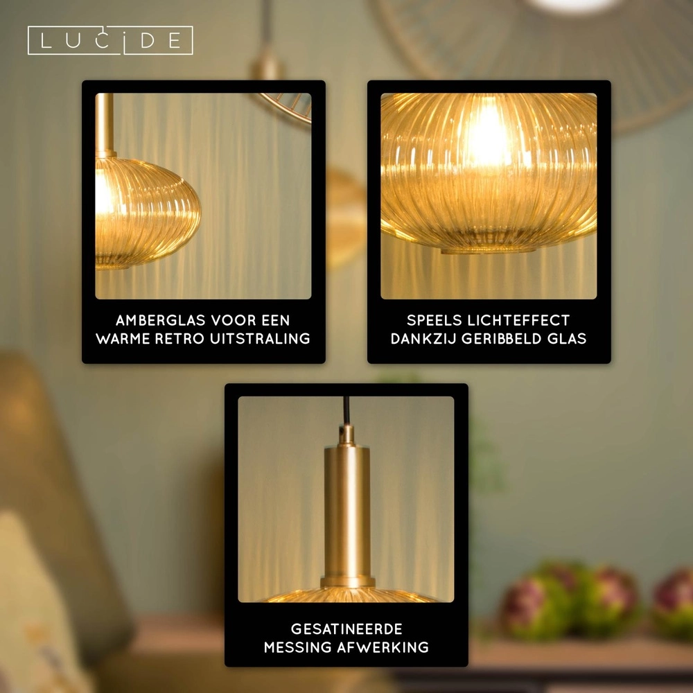 Lampe suspendue Maloto Ø 30 cm d’ambre Lucide 5411212451200