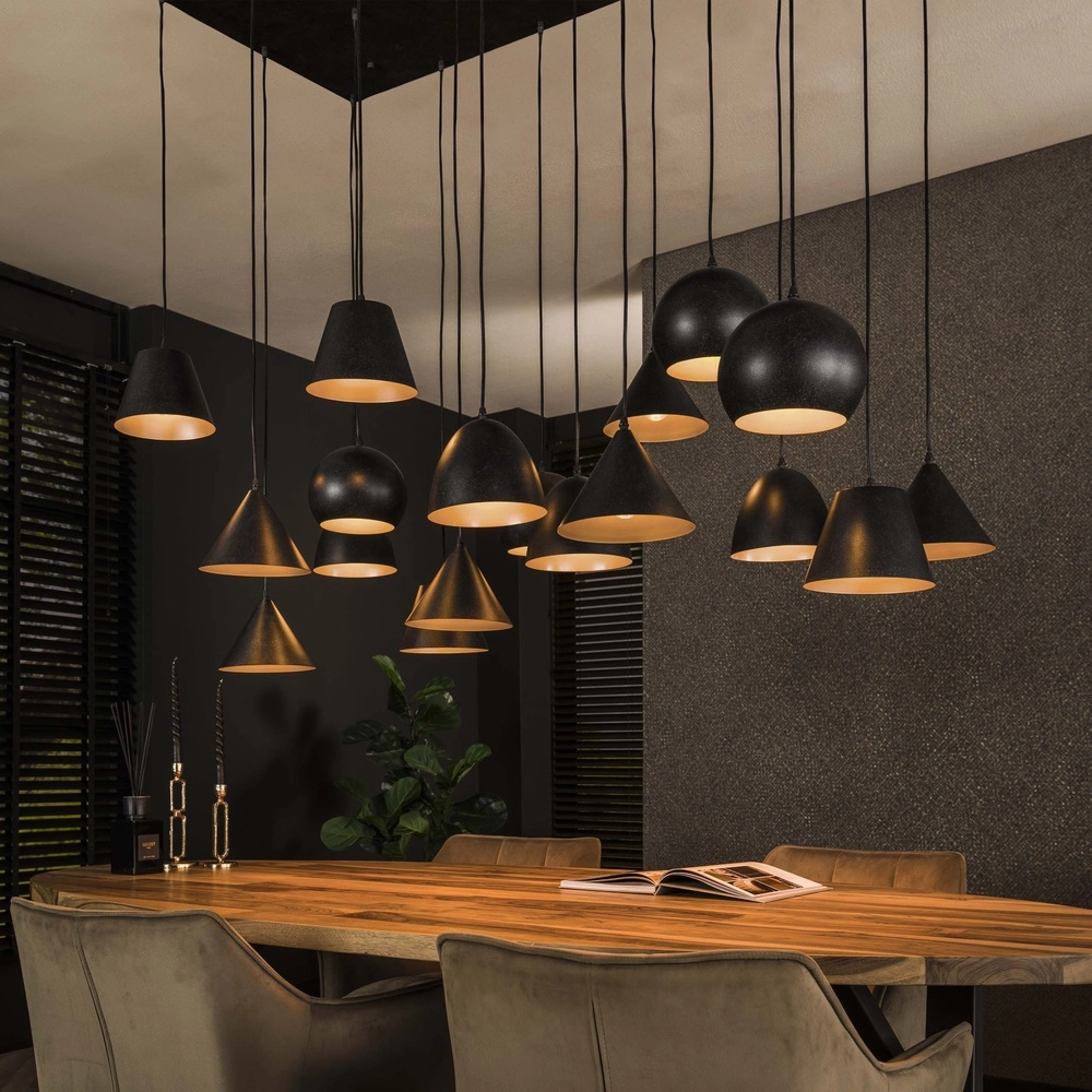 Lampe pendante XXL Metal 18 lumières - noir