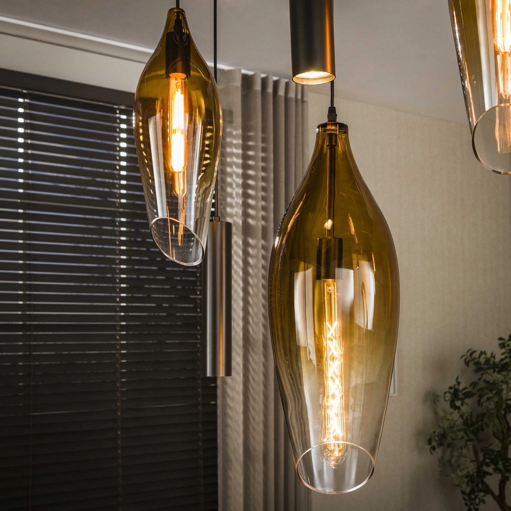 Lampe pendante élégante Cocoon avec du verre qui s’estompe. Lyora 8716803511941
