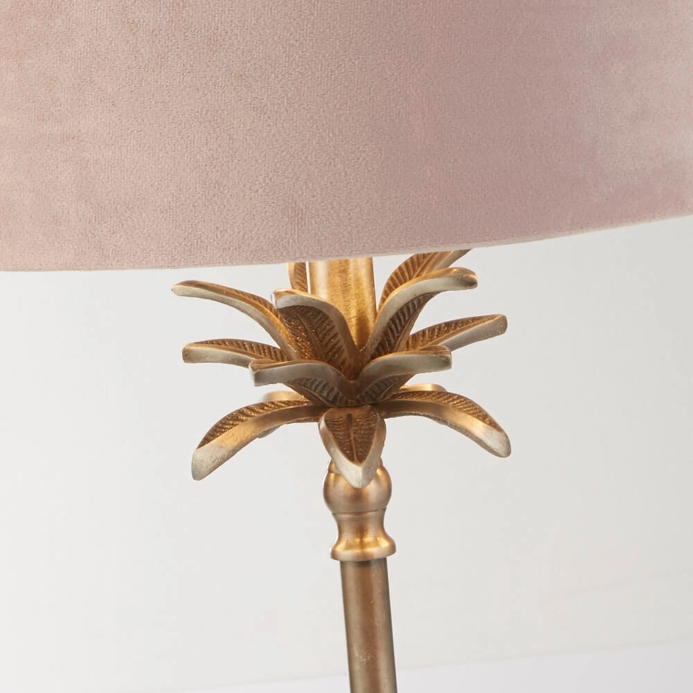 Lampe de table Palm or avec nuance rose Searchlight 5053423257488