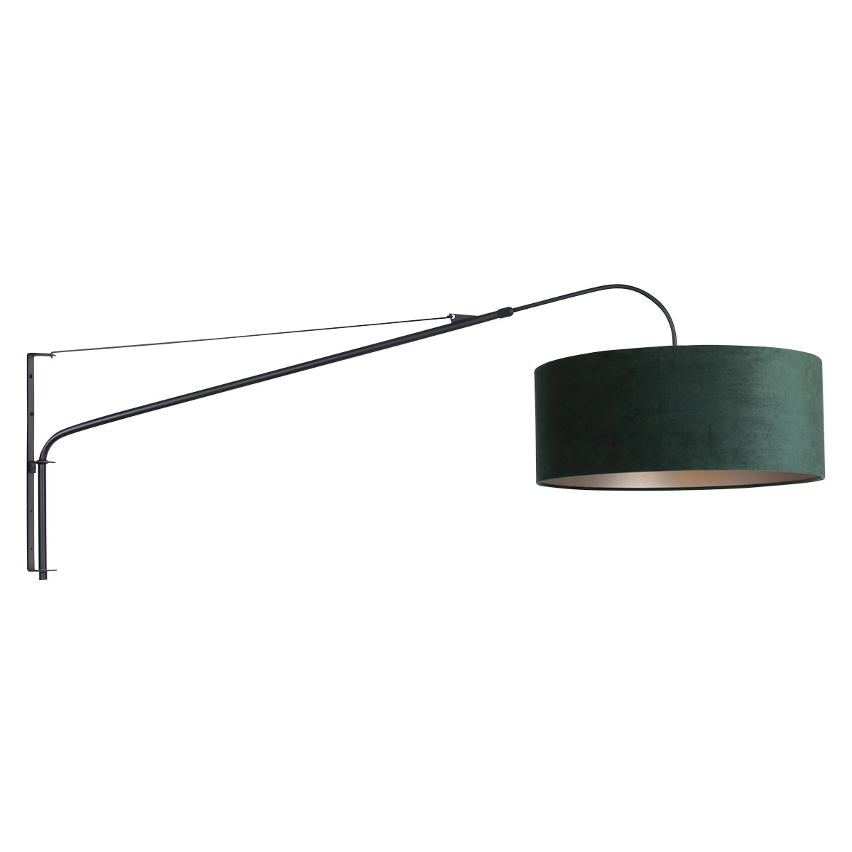 Applique Elegant Classy 50 cm noir avec abat-jour en velours vert Steinhauer 8712746146035