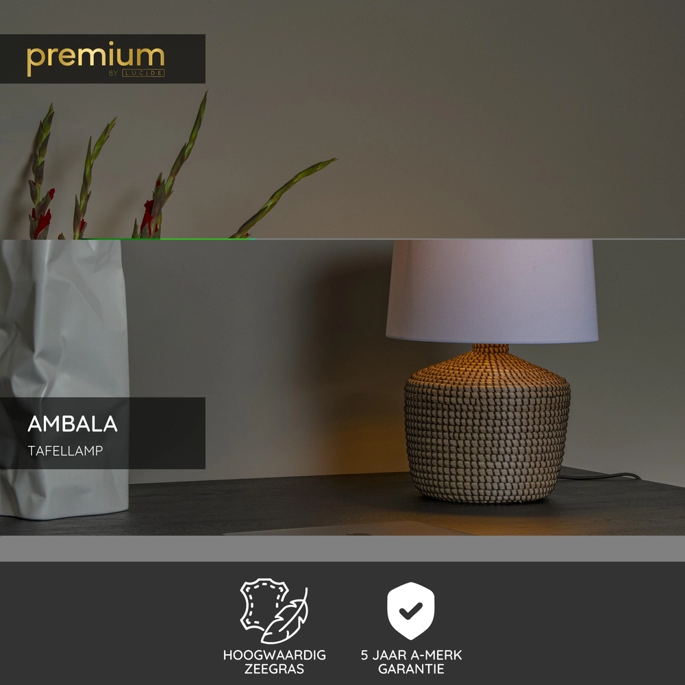 Lampe de table Ambala Ø 45 cm - herbiers bruns Premium by Lucide 5411212106117