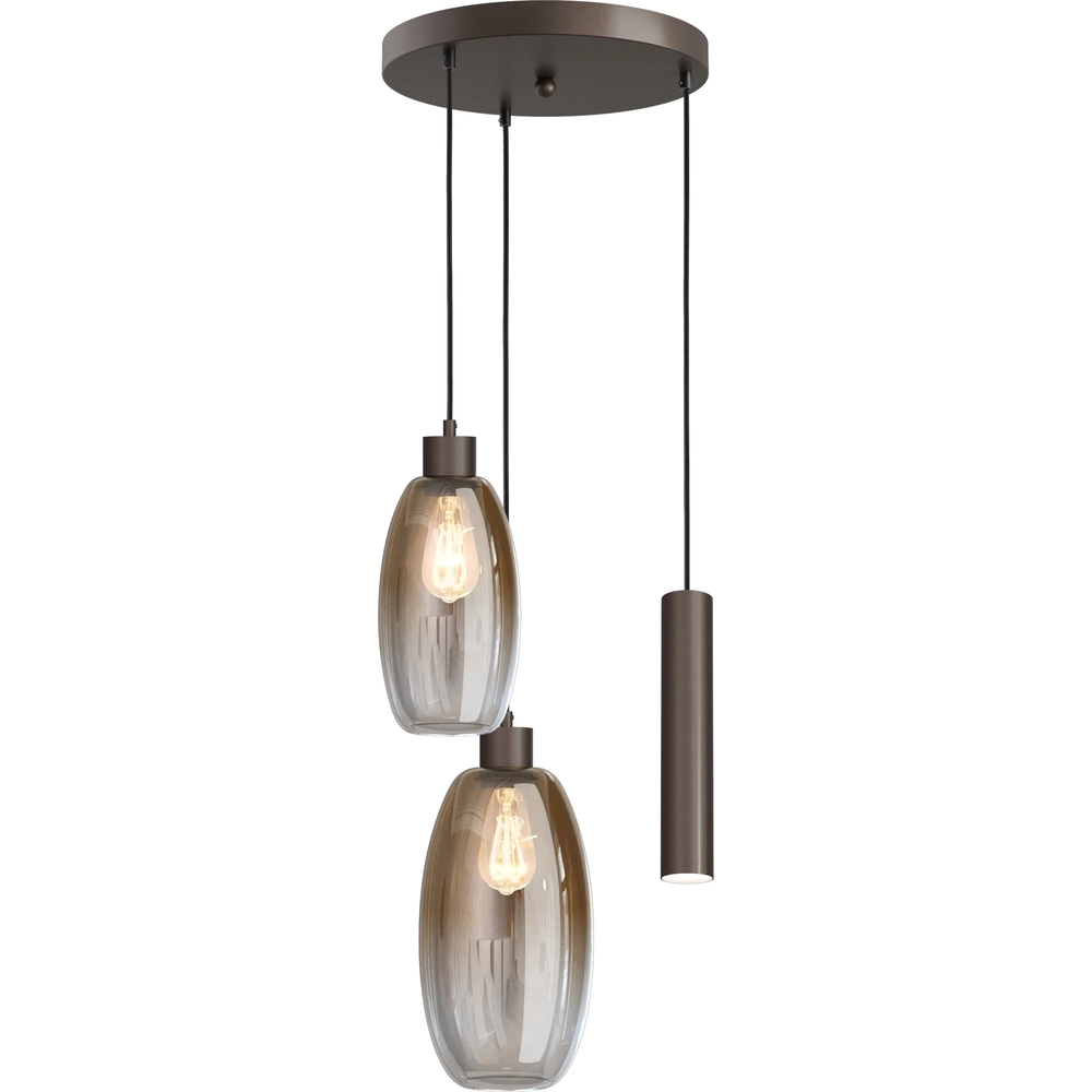 Lampe pendante Vide Olive 2x verre - 1x Course - cacao - Ø35cm