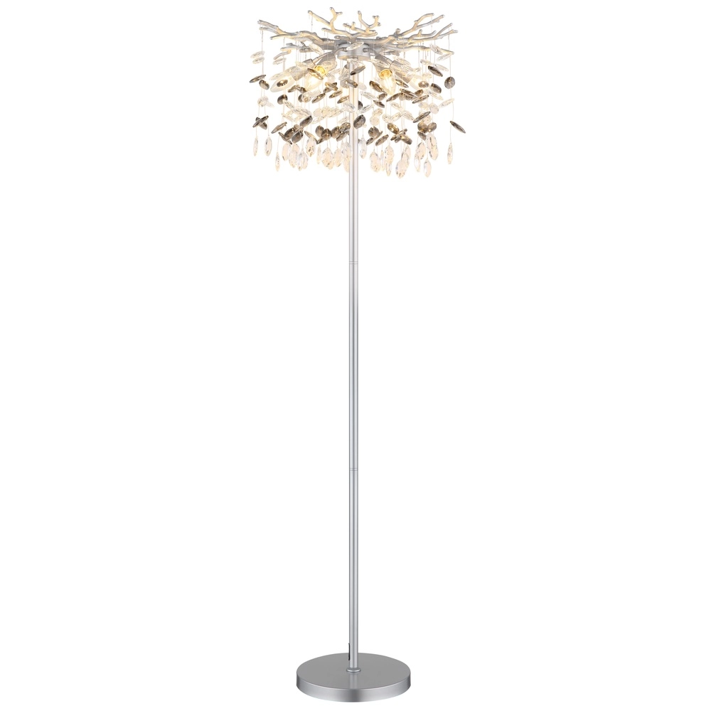 Lampe de pied Queena Gris argenté Ø 46cm