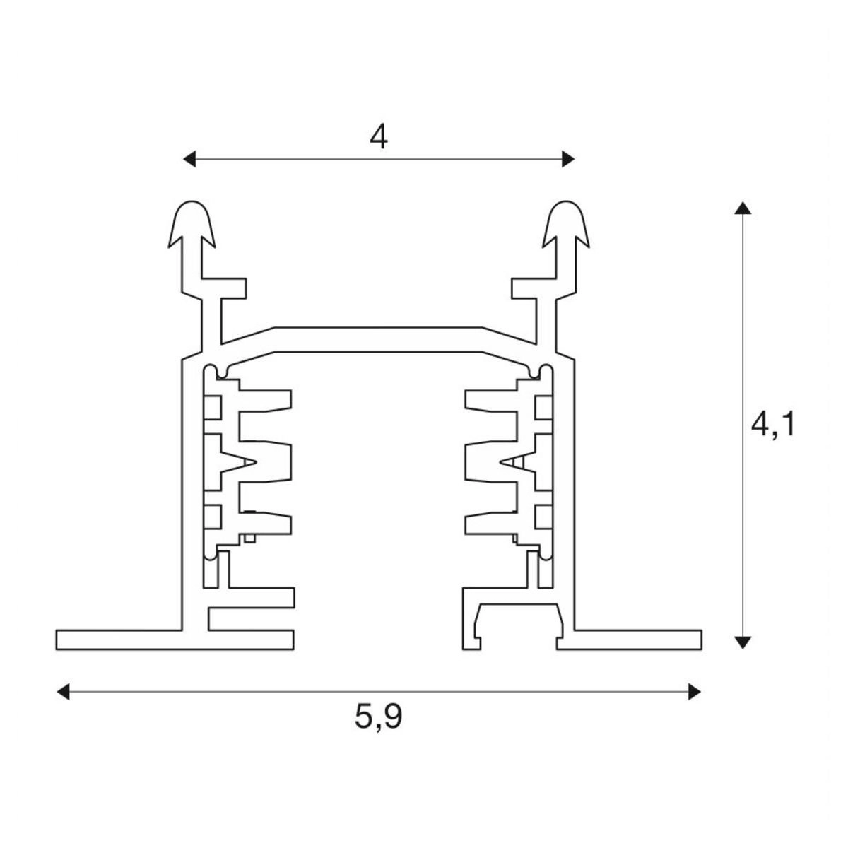 2 mètres 3-Fase Rail 2 mètres encastrable blanc SLV 4024163200158