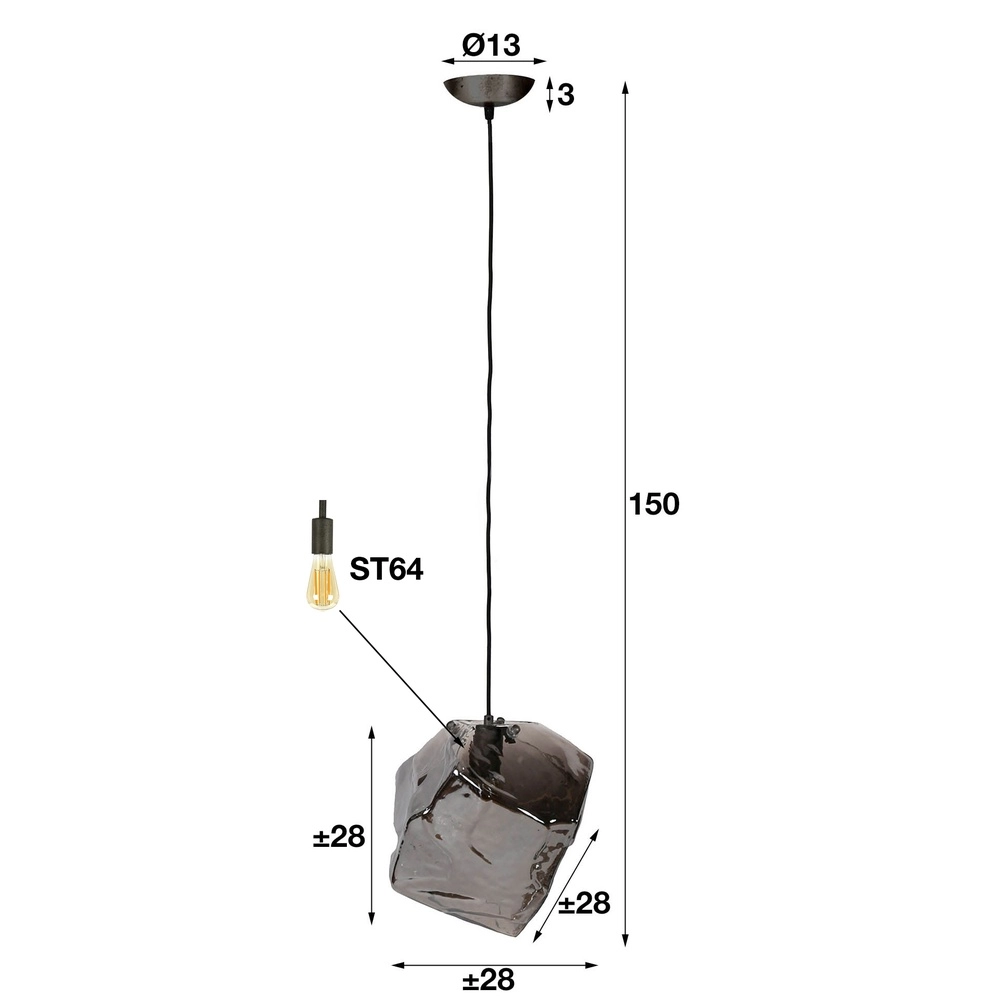 Lampe pendante moderne Rock Verre chromé Lyora 8716803511392