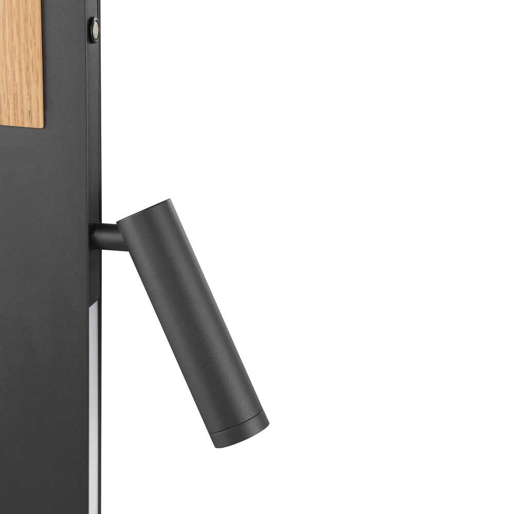 Lampadaire de conception Streamline noir avec bois Brilliant 4004353463624