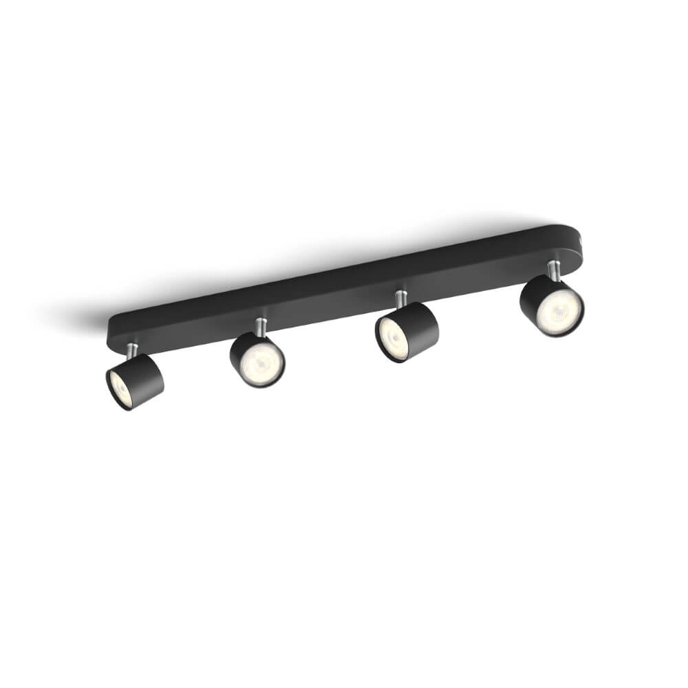 Spot de plafond LED noir Star 4 lumières