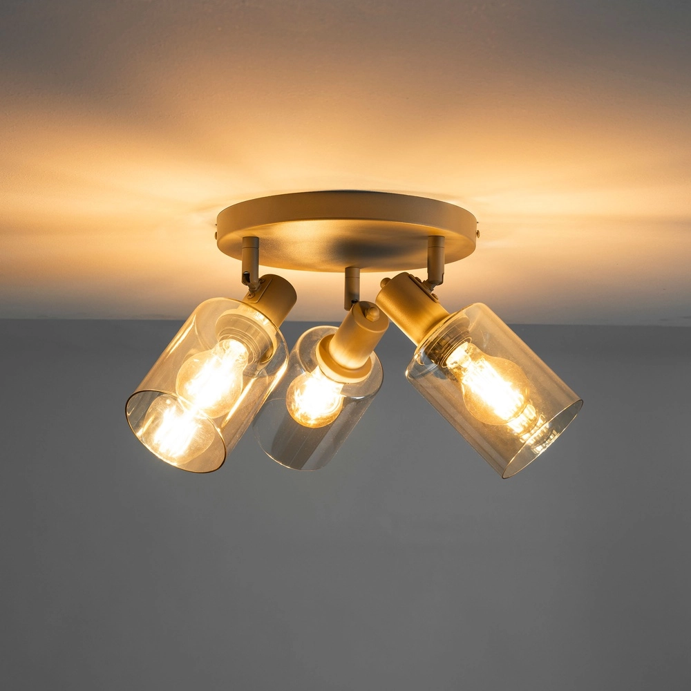 Lampe de plafond ronde Sepiora Brun sable clair à 3