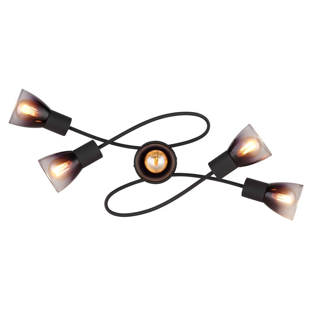 Plafonnier noir Satella 5-boucle légère Globo 9007371449934