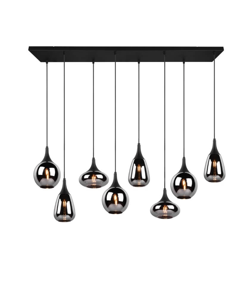 Lampe suspendue 8 lumières Lumina avec verre fumé Trio 4017807542301