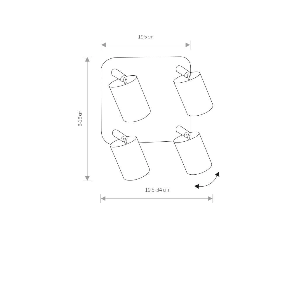 Spot de plafond carré Eye 4 lumières Lyora 5903139882095
