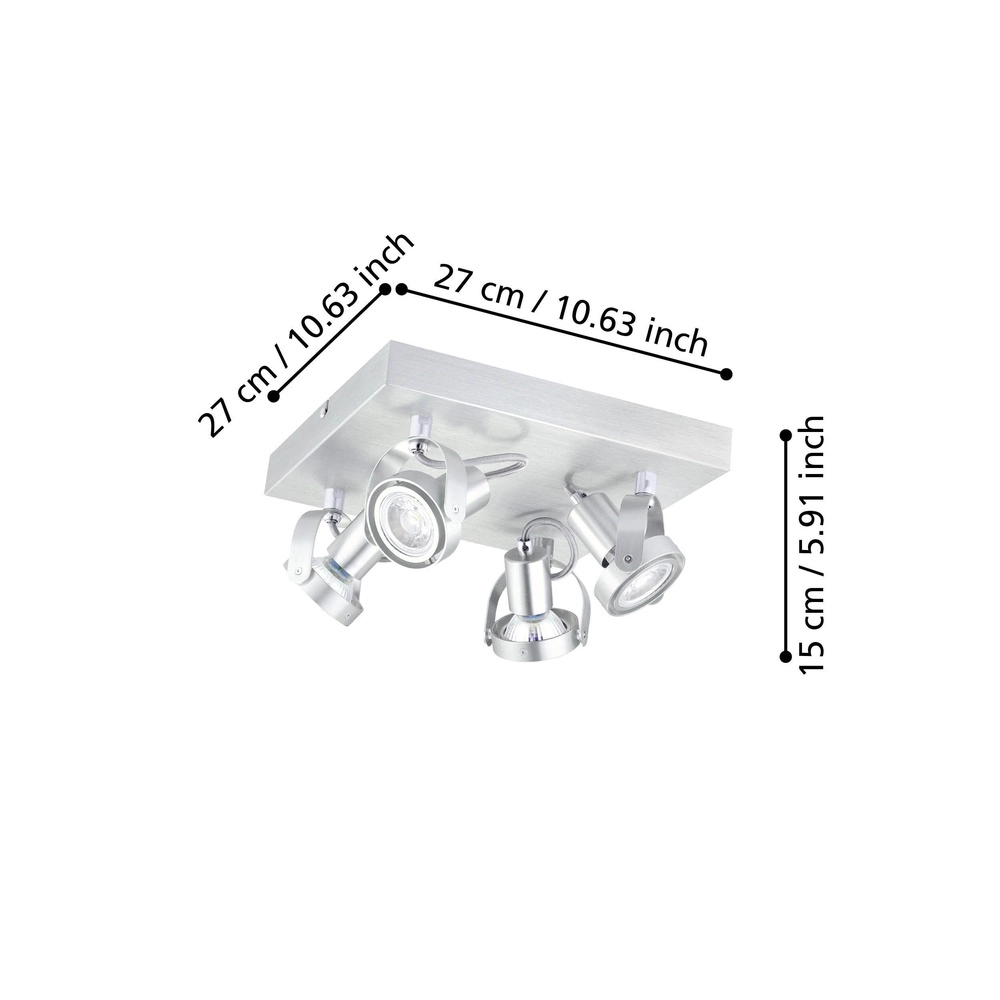 Lampe de plafond carrée Novorio Métal brossé Eglo 9002759946456